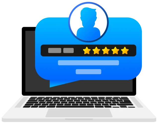 Laptop showing review features