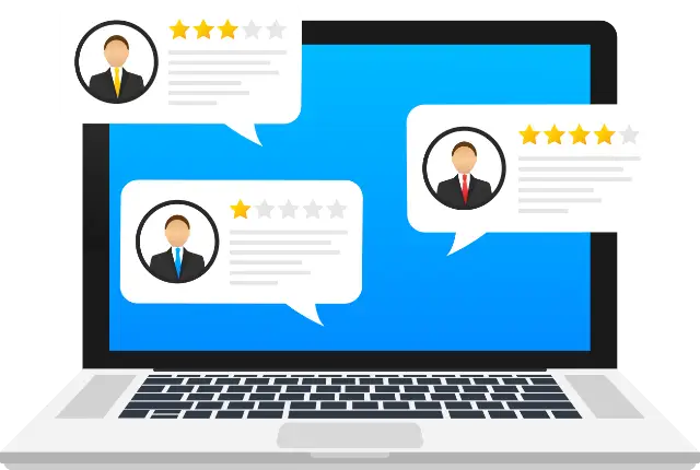 Reviews on computer screen